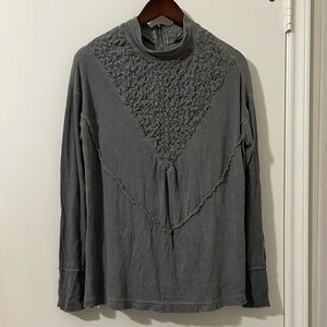POL Charcoal Long Sleeve Textured Top Size S